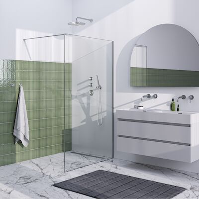Inloopdouche Brauer Frame Set 1 Helder Glas 120×200 Met Muurprofiel En Lijst Rondom RVS Geborsteld
