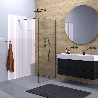 Inloopdouche Brauer Frame Set 1 Helder Glas 90×200 Met Muurprofiel En Lijst Rondom Gunmetal Geborsteld