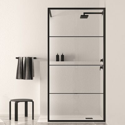 Inloopdouche BWS Black Line 150×200 cm 8mm NANO Glas Mat Zwart Raster