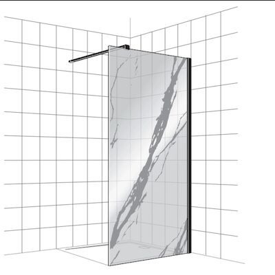 Inloopdouche BWS Free Time 140×200 cm Marmer Glas Timeless Coating Mat Zwart Profiel
