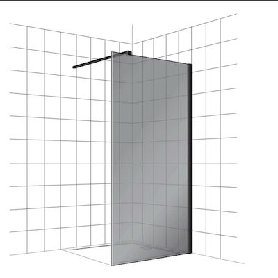 Inloopdouche BWS Free Time 90×200 cm Rookglas Timeless Coating Mat Zwart Profiel