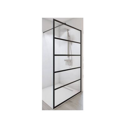 Inloopdouche BWS Free Time met Zwarte Banen 100x200cm 8mm Mat Zwart