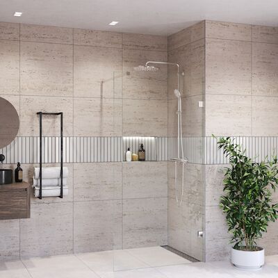 Inloopdouche BWS Portos Chroom 100×200 cm Helder Glas 8 mm Nano Coating