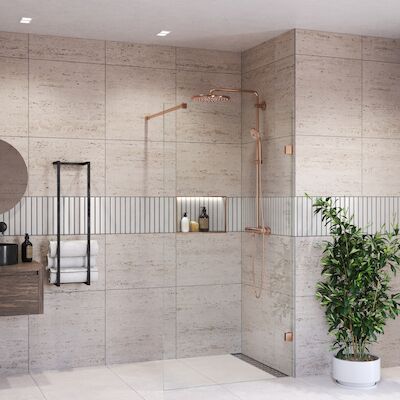Inloopdouche BWS Portos Geborsteld Brons 120×200 cm Helder Glas 8 mm Nano Coating