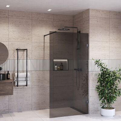 Inloopdouche BWS Portos Gunmetal 70×200 cm Rookglas 8 mm Nano Coating