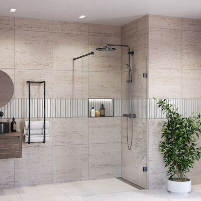 Inloopdouche BWS Portos Gunmetal 90×200 cm Helder Glas 8 mm Nano Coating