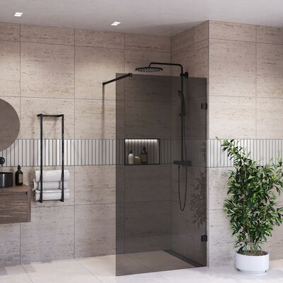 Inloopdouche BWS Portos Mat Zwart 110×200 cm Rookglas 8 mm Nano Coating