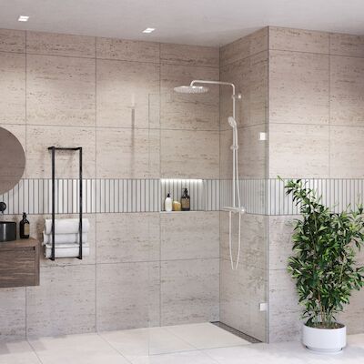 Inloopdouche BWS Portos RVS Look 90×200 cm Helder Glas 8 mm Nano Coating