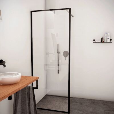 Inloopdouche BWS Recta 60×200 cm Mat Zwart Profiel Rondom