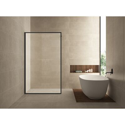 Inloopdouche BWS Vidrios 100×200 cm 10 mm Met Stabilisatiestang NANO Mat Zwart