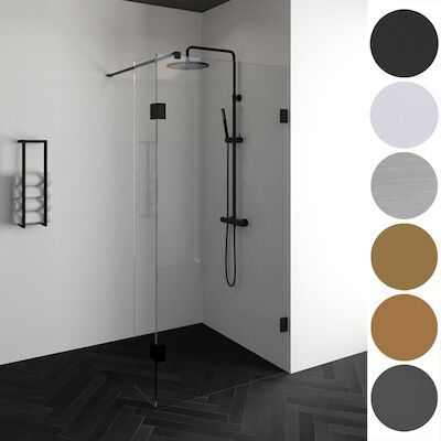 Inloopdouche Compleet Just Creating Profielloos 130/30 cm Draaibaar Mat Zwart