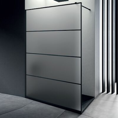 Inloopdouche Lacus Tremiti Wall 110×200 cm Mat Glas Stabilisatiestang Zwart