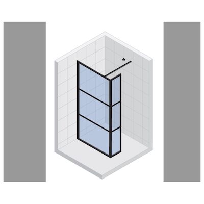 Inloopdouche met Zijwand Riho Grid 120×200 cm 6 mm Helderglas Zwarte Profielen
