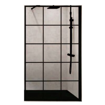 Inloopdouche Novellini Kuadra H Squares 100×200 cm Helder Glas Mat Zwart Raster