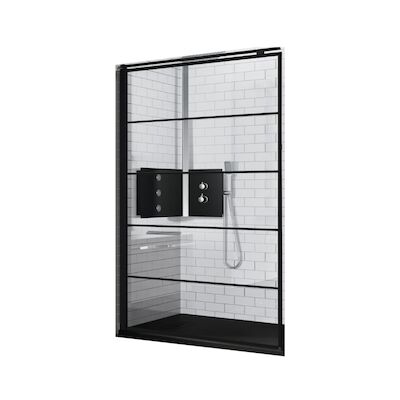 Inloopdouche Novellini Kuadra H Stripes 80×200 cm Helder Glas Mat Zwart Profiel