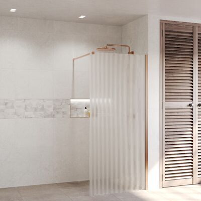 Inloopdouche Ribbel BWS Portos Geborsteld Brons 140×200 cm Helder Glas 8 mm Nano Coating