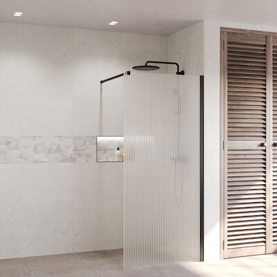 Inloopdouche Ribbel BWS Portos Mat Zwart 80×200 cm Helder Glas 8 mm Nano Coating