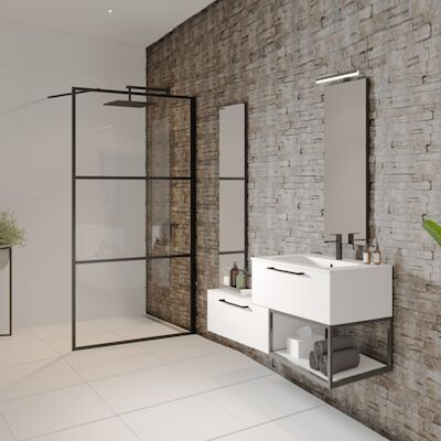 Inloopdouche Riho Grid 140×200 cm 6 mm Helderglas Zwarte Profielen