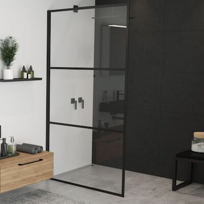 Inloopdouche Riho Grid 90×200 cm 6 mm Helderglas Zwarte Profielen