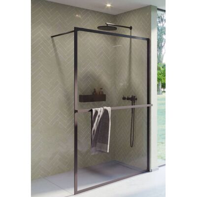 Inloopdouche Riho Lucid GD400 Omkeerbaar Verstelbaar Aluminium 200×120 cm Mat Zwart
