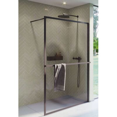 Inloopdouche Riho Lucid GD400 Omkeerbaar Verstelbaar Aluminium 200×90 cm Mat Zwart
