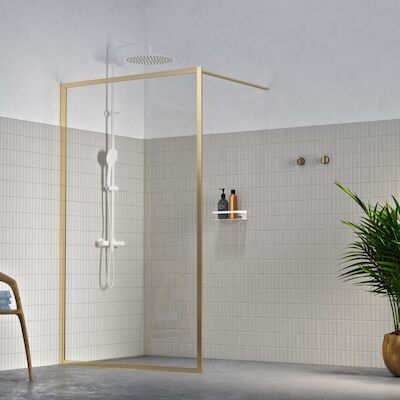 Inloopdouche Sealskin Contour Type A3 118×200 cm, 6 mm Helder Veiligheidsglas met Antikalklaag Geborsteld Goud