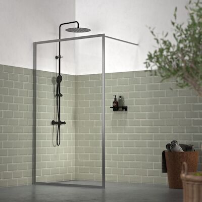 Inloopdouche Sealskin Contour Type A3 138×200 cm, 6 mm Helder Veiligheidsglas met Antikalklaag Mat Grijs