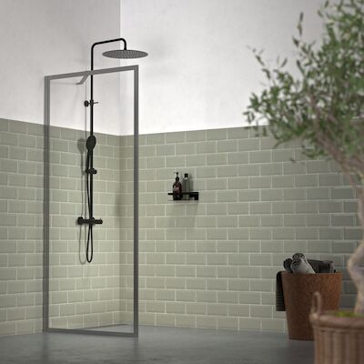Inloopdouche Sealskin Contour Type A3 98×200 cm, 6 mm Helder Veiligheidsglas met Antikalklaag Mat Grijs