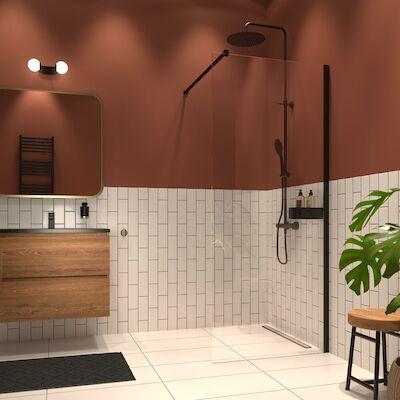 Inloopdouche type A3 met douchemand Sealskin Inc. 100×200 cm Mat zwart