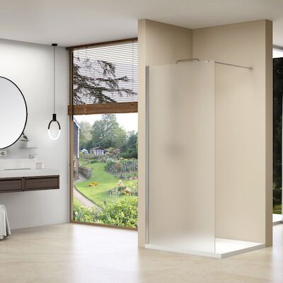 Inloopdouche Van Rijn ST01 100×200 cm Melkglas 8 mm Met Stabilisatiestang RVS