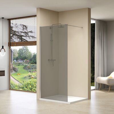 Inloopdouche Van Rijn ST01 120×200 cm Rookglas 8 mm Met Stabilisatiestang RVS