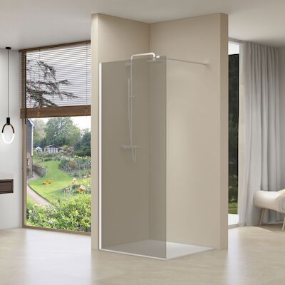 Inloopdouche Van Rijn ST01 120×200 cm Rookglas 8 mm Met Stabilisatiestang Wit