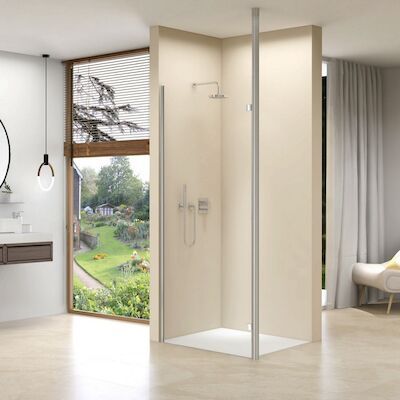 Inloopdouche Van Rijn ST01 Met RVS Staander 50 mm 104×200 cm Helder Glas 8 mm