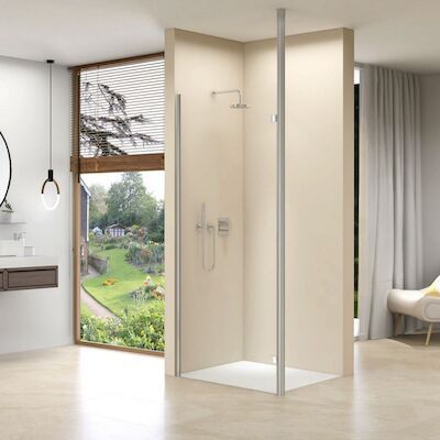 Inloopdouche Van Rijn ST01 Met RVS Staander 50 mm 46×200 cm Helder Glas 8 mm