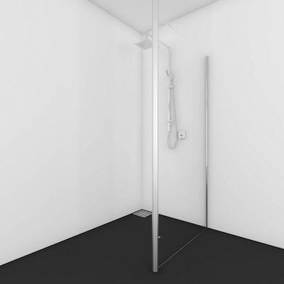 Inloopdouche Van Rijn ST01 Met RVS Staander 50 mm 76×200 cm Helder Glas 8 mm