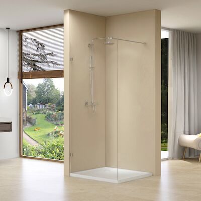 Inloopdouche Van Rijn ST01 Met Scharnieren En Stabilisatiestang 108×200 cm Helder Glas 8 mm Chroom