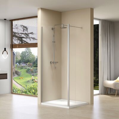 Inloopdouche Van Rijn ST01 Met Scharnierend Zijwand Helder Glas 120-30×200 cm 8 mm Chroom