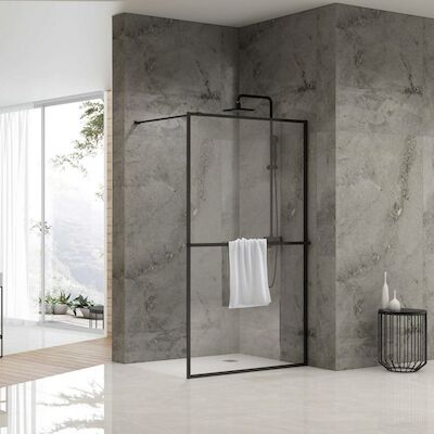 Inloopdouche Van Rijn ST04 Met Handdoekstang 120×200 cm 8 mm Helder Glas Zwart