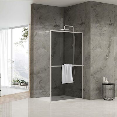 Inloopdouche Van Rijn ST04 Met Handdoekstang 90×200 cm 8 mm Rookglas Wit