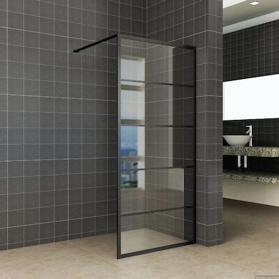 Inloopdouche Wiesbaden Horizon 90×200 cm Inclusief Mat Zwart Raster en NANO Glas