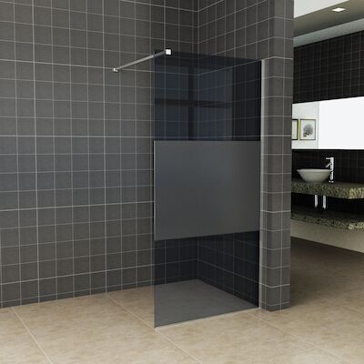 Inloopdouche Wiesbaden Slim Rookglas met Middenband 90×200 8mm Nano Coating