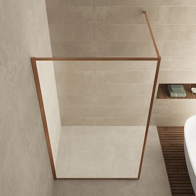 Inloopdouche Wiesbaden Square 100×200 cm 8 mm Nano Coating Helder Glas Geborsteld Brons Koper