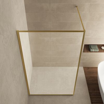 Inloopdouche Wiesbaden Square 100×200 cm 8 mm Nano Coating Helder Glas Geborsteld Messing