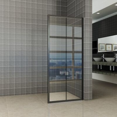 Inloopdouche Wiesbaden Zwart met Handdoekbeugel 120×200 cm 10mm NANO Coating