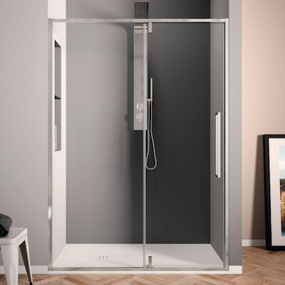 Klapdeur Lacus Murano Tweedelig Helder Glas 100×200 cm Aluminium Profiel Chroom