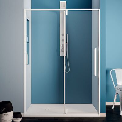 Klapdeur Lacus Murano Tweedelig Helder Glas 90×200 cm Aluminium Profiel Wit