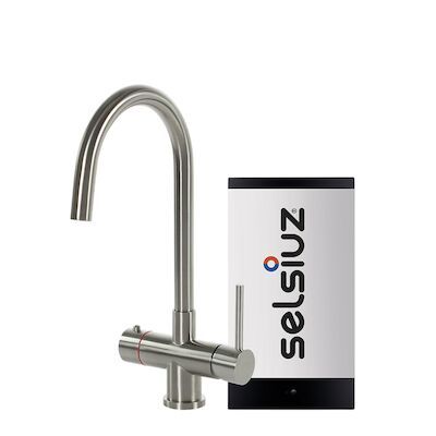 Kokendwaterkraan Selsiuz Steel Rond Gold Inclusief Combi Extra Boiler