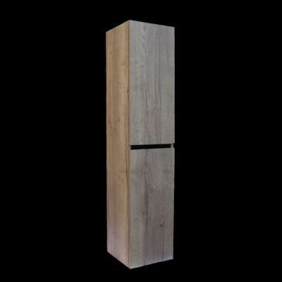 Kolomkast Sanilux Trendline Met Greeplijst Mat Zwart 160x35x35 Cm Tabak Oak