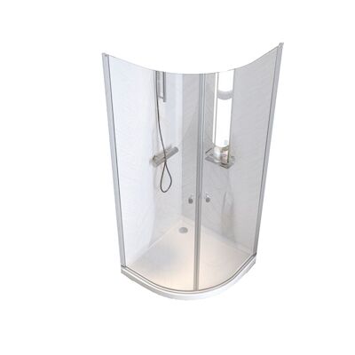 Kwartronde Douchecabine Sealskin Hooked Omkeerbaar 100×100 cm Zilver