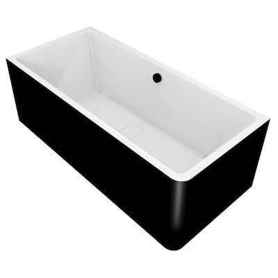 Ligbad Polysan Marlene 185x85x63 cm Asymmetrisch Links Zwart / Wit